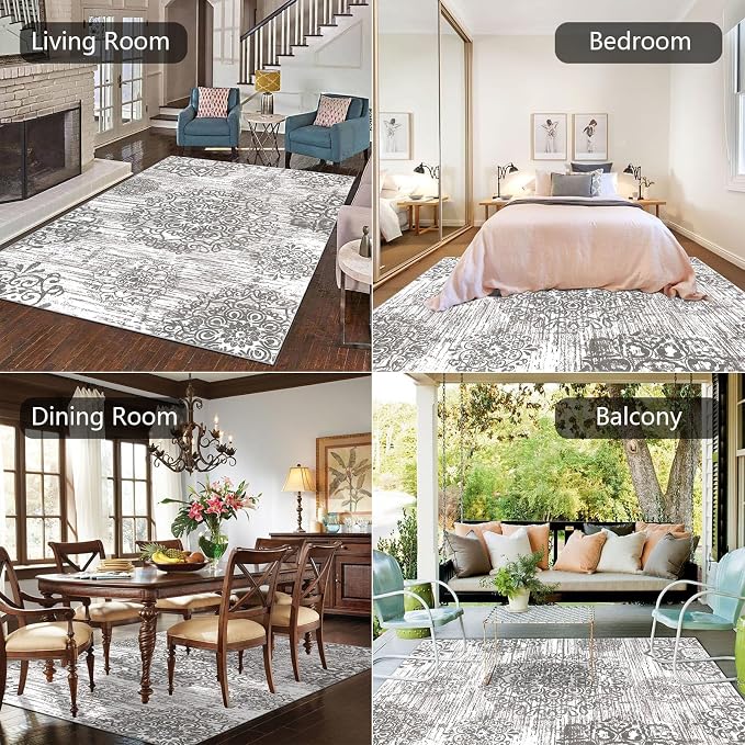 HEBE Area Rugs for Living Room 5'x7', Washable Non Slip Boho Bedroom Rug
