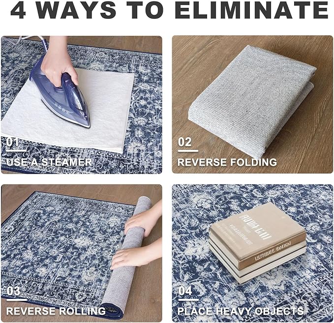 KILOCOCO Hallway Runner 2x6 Rug Runner Printed Vintage Floral Washable Kitchen