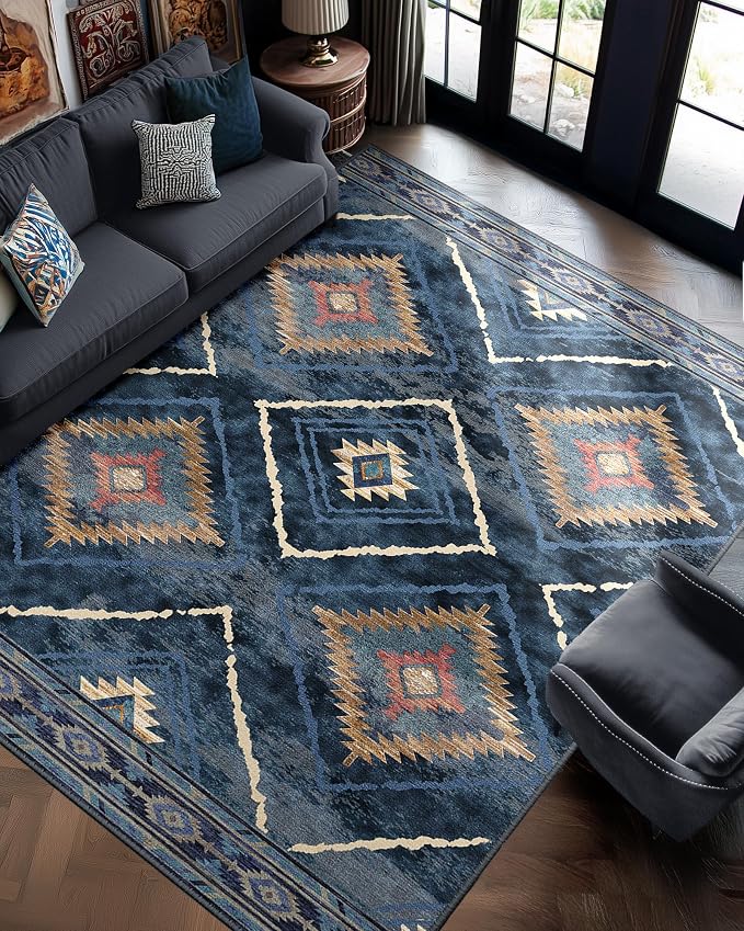 BESTSWEETIE Area Rug 8x10 Rug Machine Washable Non-Slip Low Pile Print Pattern