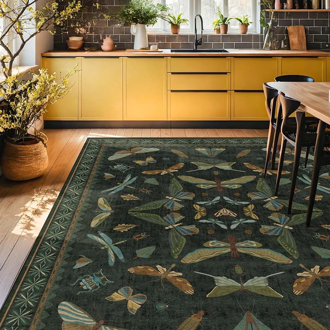 Hazo Haus 7x9 Insect Dark Green Rugs