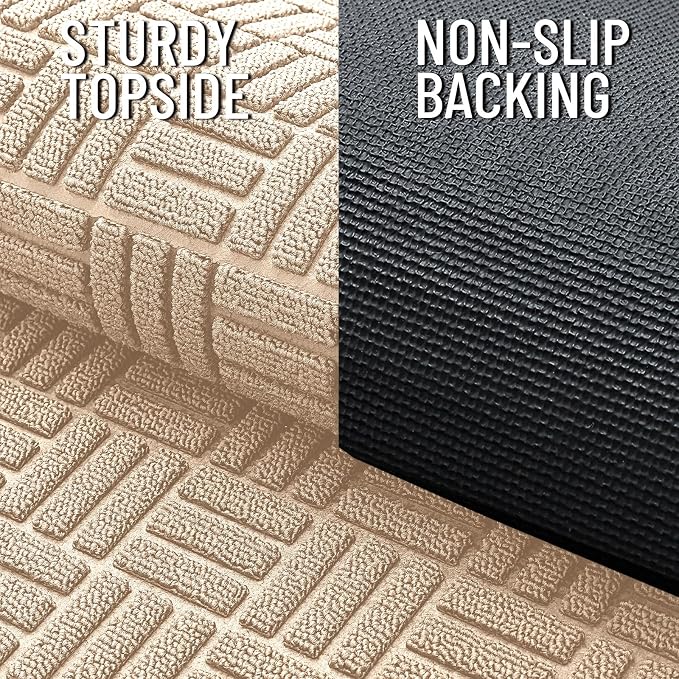 OLANLY Front Door Mat Outside Entrance 47x23, Heavy Duty Sturdy Natural Rubber