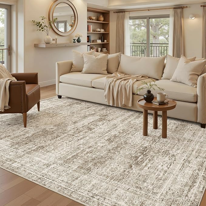 Soalmost 7x9 Area Rug for Living Room Washable Abstract Vintage Soft Thin