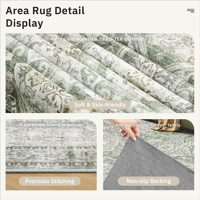 Soalmost 6x9 Area Rug for Living Room Washable 6x9 Rug Non-Slip Modern Rugs for