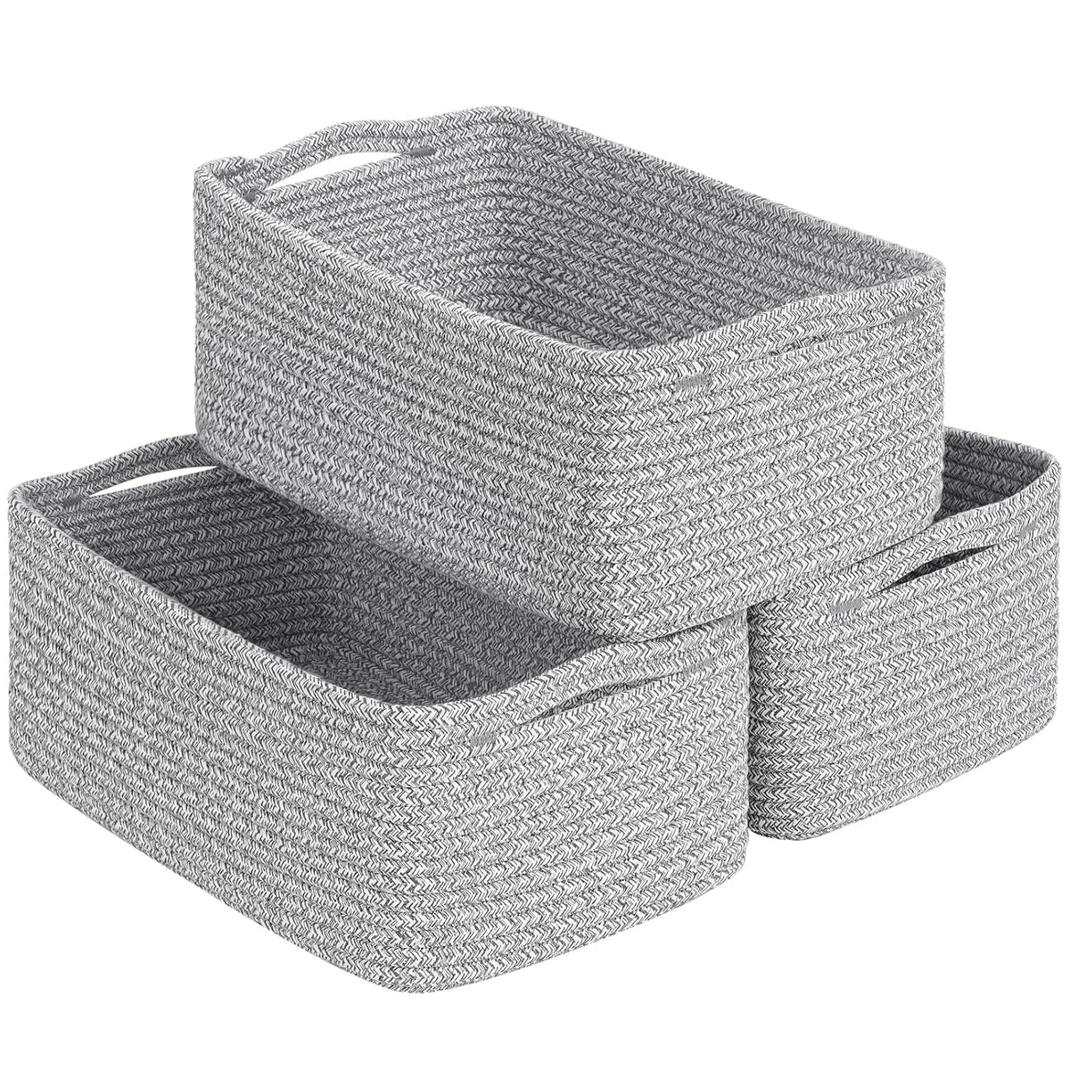 Goodpick 3-Pack Woven Storage Baskets for Closet,13 x 8 x 5 in