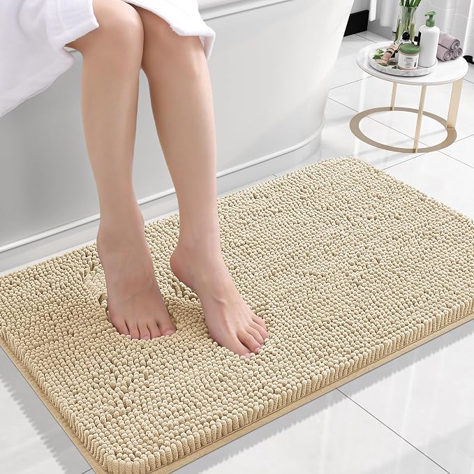 OLANLY Small Bathroom Rugs 24x16, Extra Soft Absorbent Chenille Bath Rugs