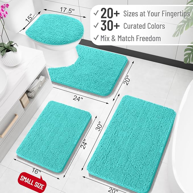 OLANLY Toilet Rugs U-Shaped 20x20, Extra Soft Absorbent Chenille Contour