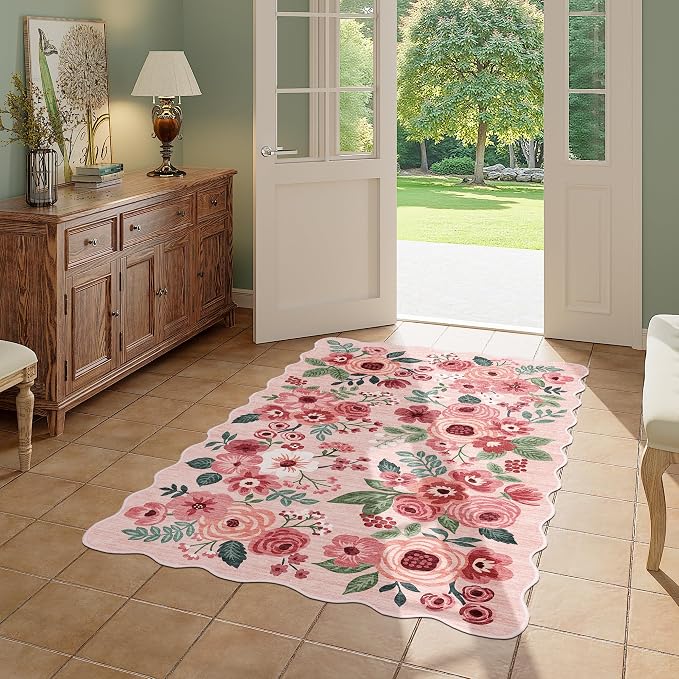 DUKINO 3x5 Area Rug, Floral Non-Slip Indoor Washable Rug