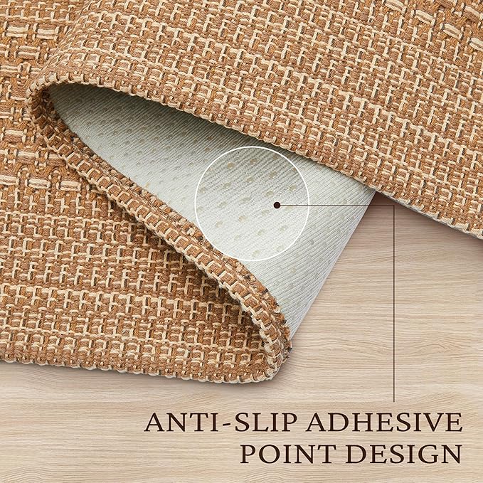 MatEssenz 2x3 Textured Washable Entry Rug, Natural Woven Low-Profile Door Mat