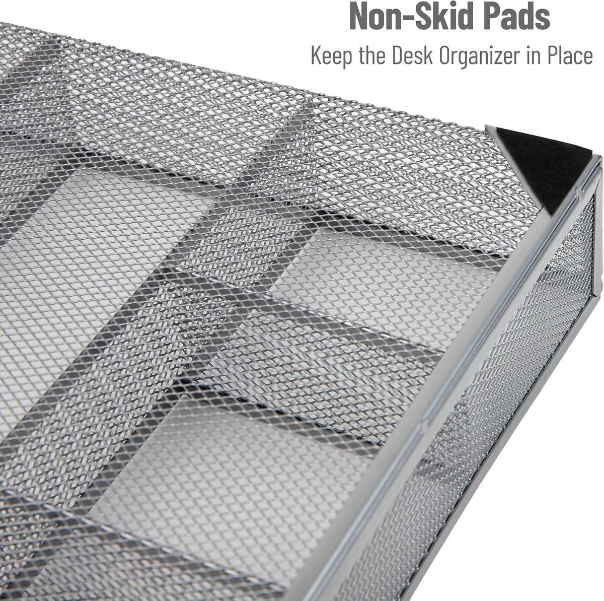 Mind Reader 6-Compartment Drawer Organizer, Metal Mesh Desk Organizer for Office, Kitchen, Utensils, Supplies, Set of 2, Silver