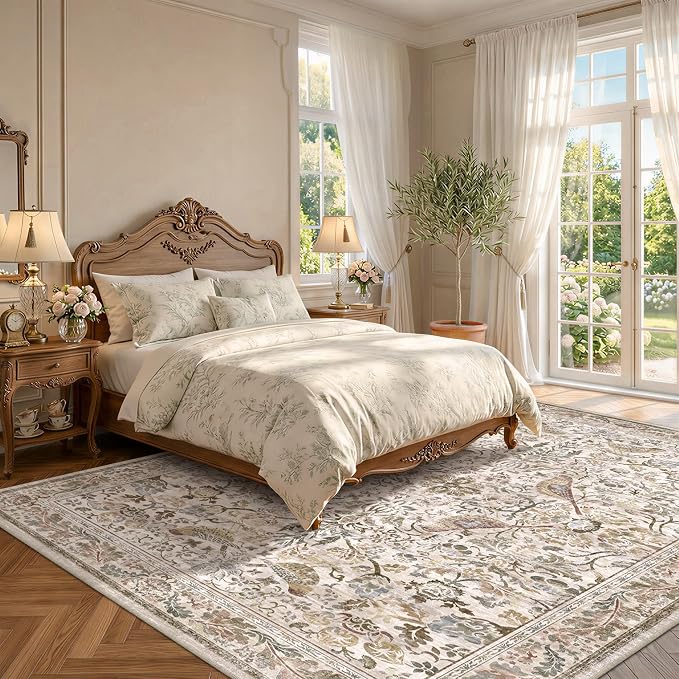 Floral 9x12 Large Area Rug for Living Room