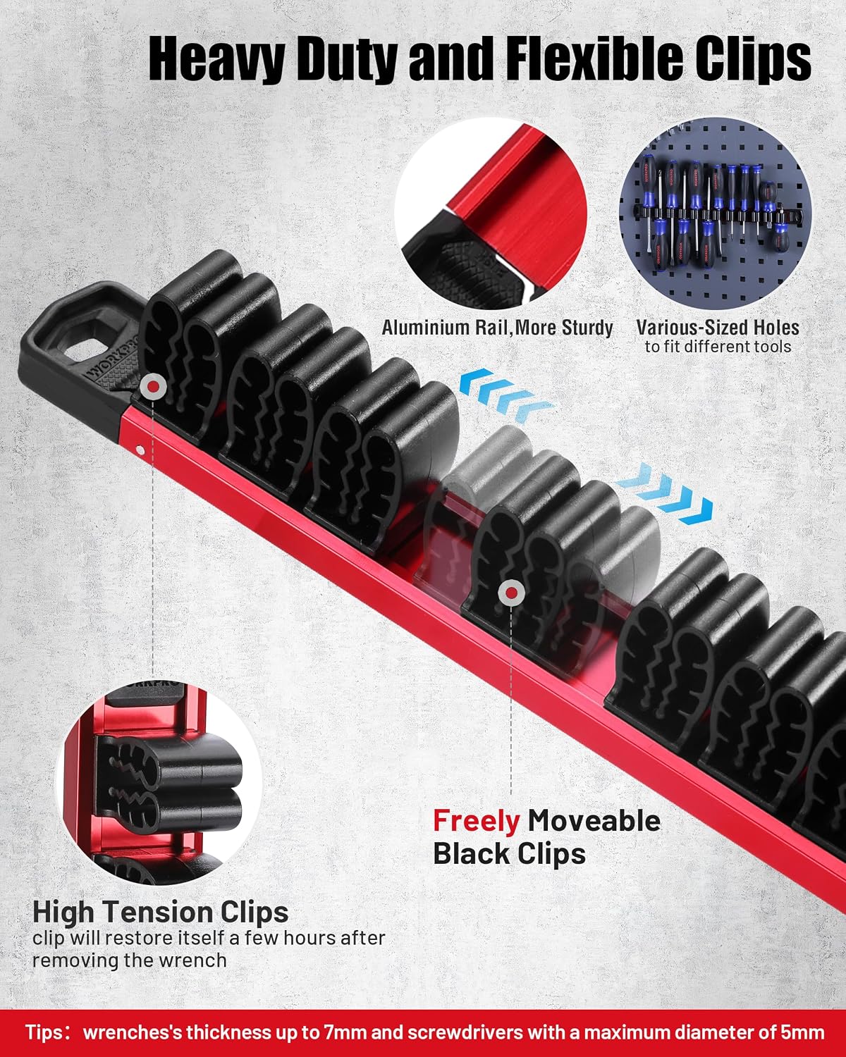 WORKPRO 6-Piece Magnetic Socket & Screwdriver Organizer, Quick-Release Rail