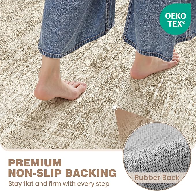 Washable Kitchen Rugs Sets of 2 Piece, Hallway Runner Rug Non-Slip