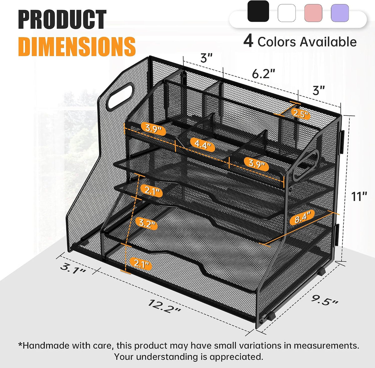 YINGHUA 5-Tier Mesh Desk Organizer and File Holder, Letter Tray - Black