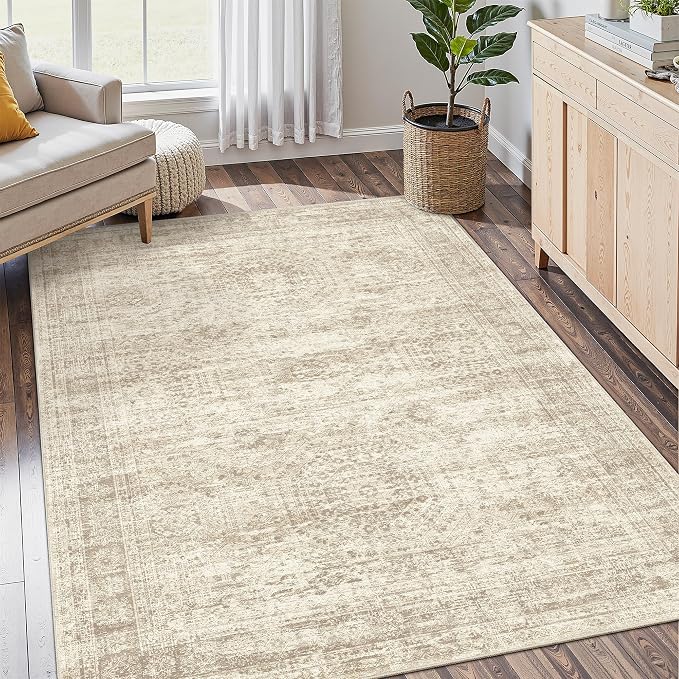 Soalmost 4x6 Area Rugs for Living Room, Vintage Washable Rugs for Dining Room