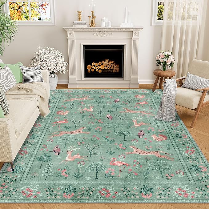 DUKINO 5x7 Rug, Washable Animal Living Room Rug