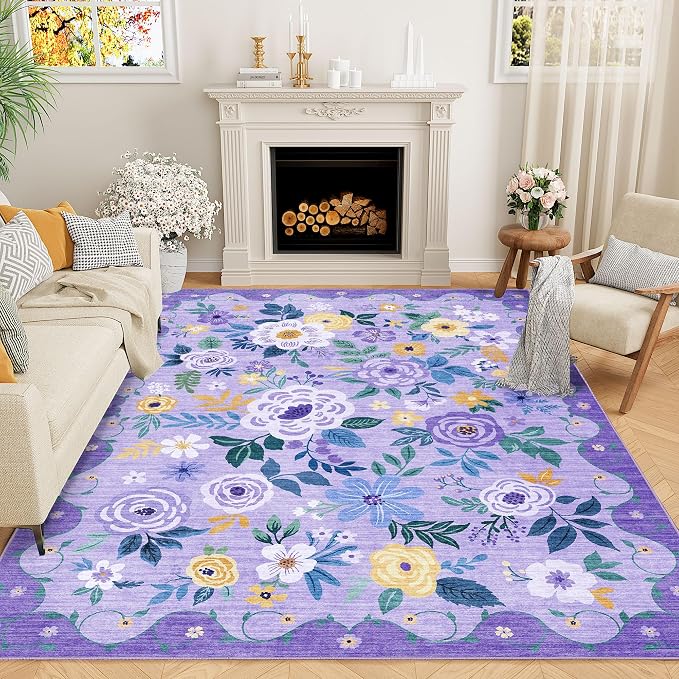 DUKINO 5x7 Area Rug, Floral Rugs