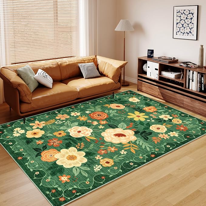 DUKINO 6x9 Area Rug, Floral Rugs