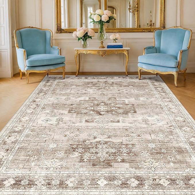 Washable Boho 6x8 Area Rug for Living Room