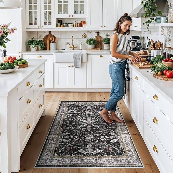 3x5 Kitchen Rug Washable Non-Skid, Boho Indoor Small Throw Area Rugs