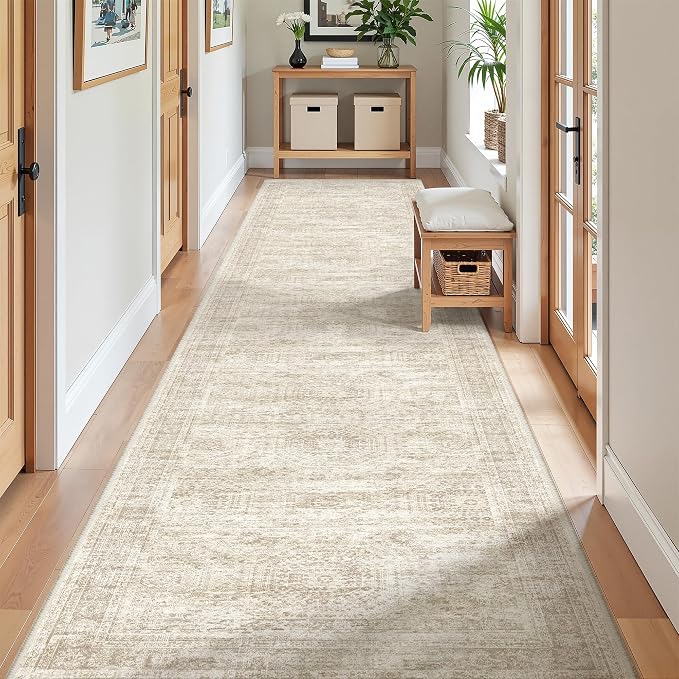 Washable Runner Rug 2.5x12, Non-Slip Long Bathroom Rugs Runner