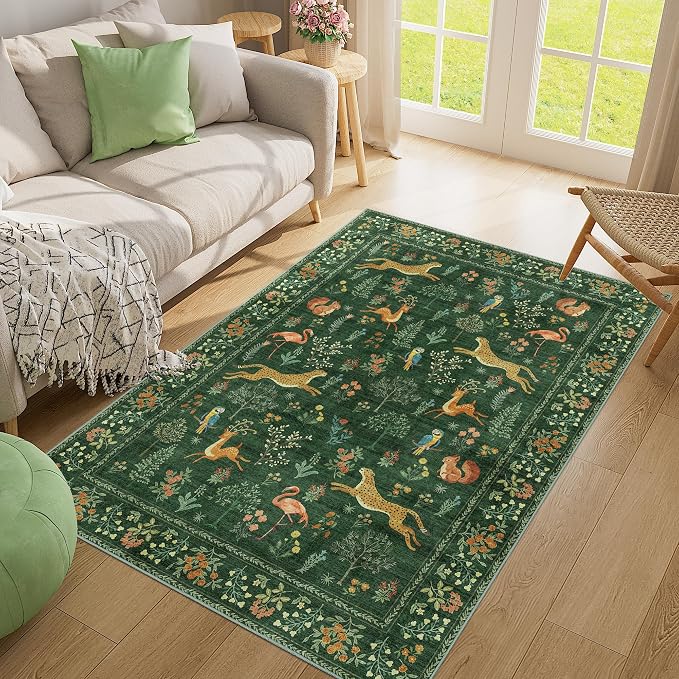 DUKINO 4x6 Rug, Washable Animal Area Rug