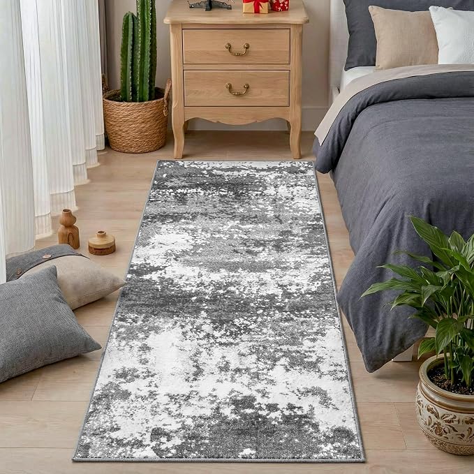 Grey 2x5 Washable Entryway Runner Rug Non Slip