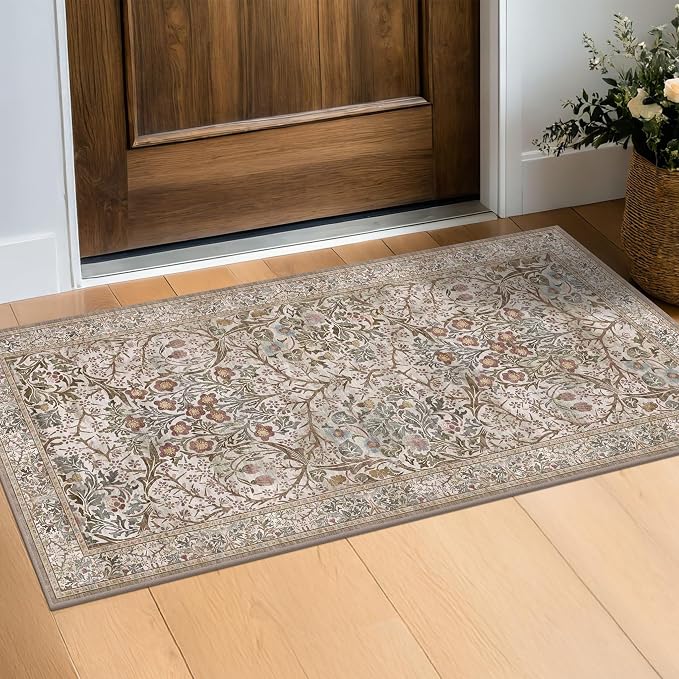 Moss Green Washable 2x4 Entry Rug