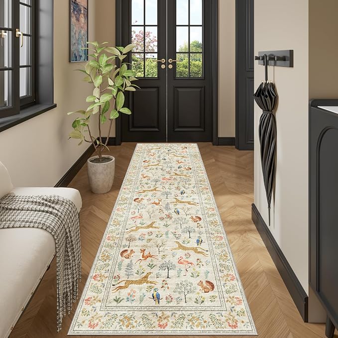 DUKINO 2.6x8 Rug for Hallway, Washable Kitchen Runner Rug