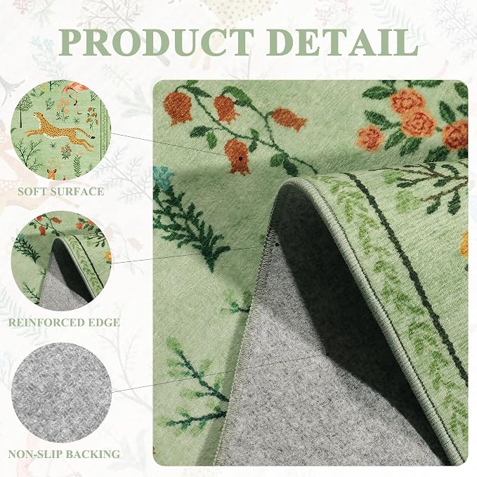 DUKINO 2.6x8 Rug for Hallway, Washable Kitchen Runner Rug