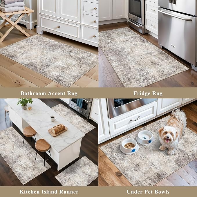 Kitchen Mats for Floor 3 Piece Set, Non-Slip Washable Kitchen Mats for Hardwood