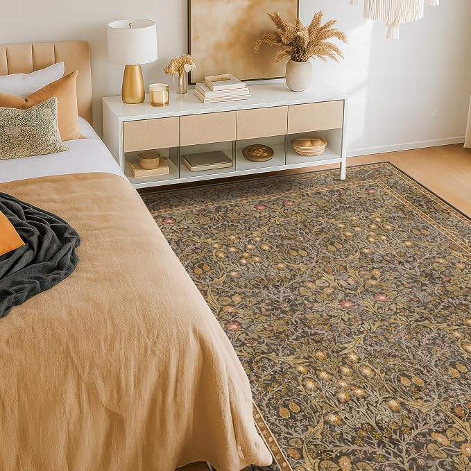 Washable Brown Oriental 5x8 Area Rug
