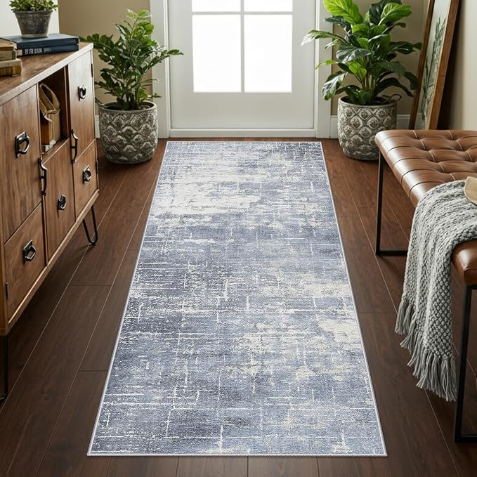 2x6 Non-Slip Entryway Area Rugs: Washable Stain Resistant Kitchen Carpet Low