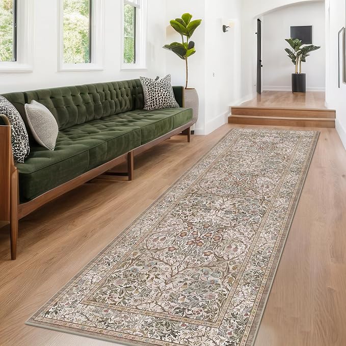 Moss Green 3x8 Oriental Runner Rugs