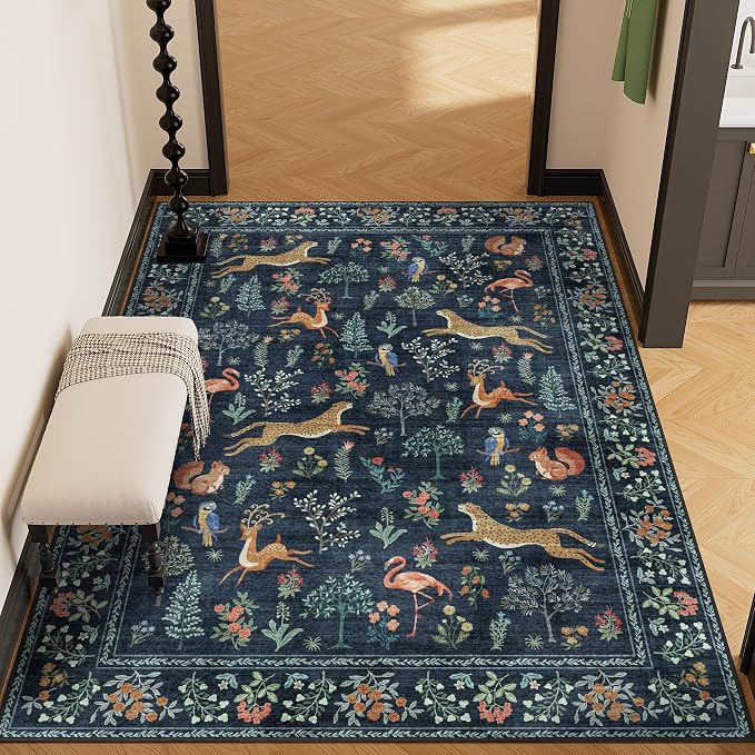 DUKINO 4x6 Rug, Washable Animal Area Rug