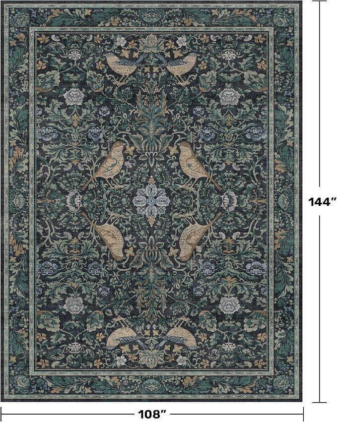 Soft Washable 9x12 Area Rug for Living Room, Bedroom Stain Resistant