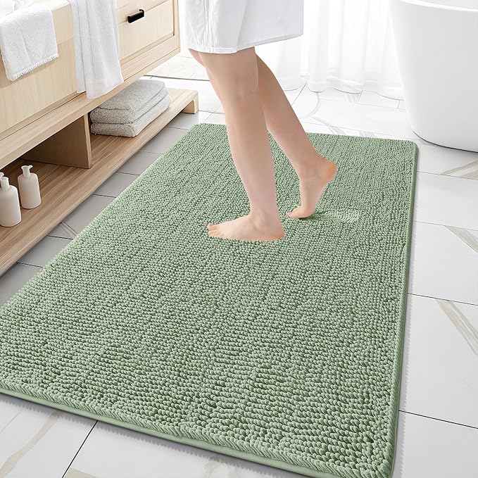 OLANLY Large Bathroom Rugs 59x35, Extra Soft Absorbent Chenille Bath Rugs