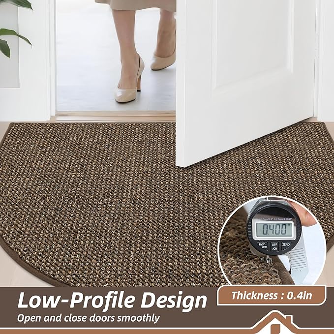 BEQHAUSE Dirt Trapper Door Mat 26" x 40" Half Circle Non-Slip Washable Doormats