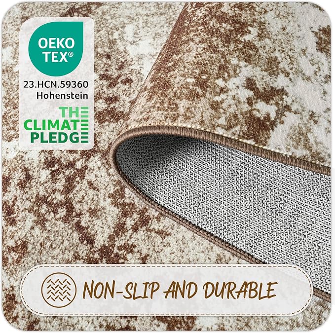 Entryway Rug 3x5 Brown Door Mat Indoor Entrance 36x60, Washable Small Throw Rugs
