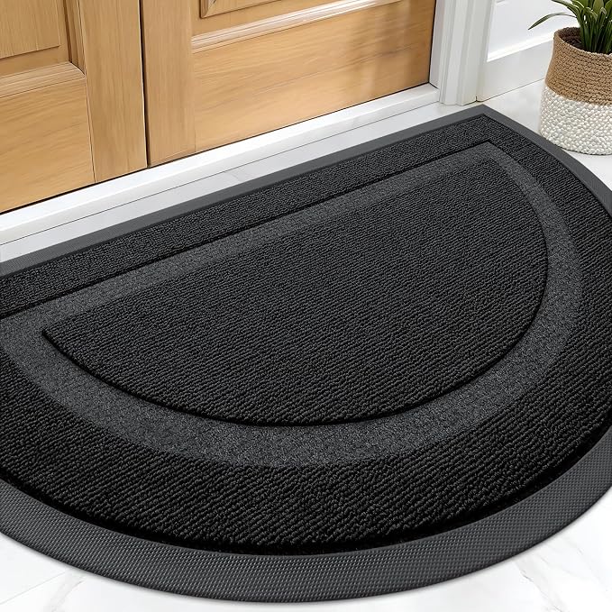 OLANLY Half Circle Door Mat Indoor Outdoor Entrance Welcome, Waterproof