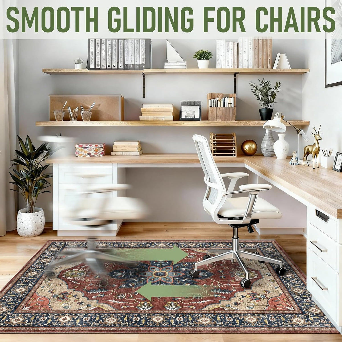 36"x48" Office Chair Mat for Hardwood, Under Desk Chair Mat for Home Office, Anti-Slip Office Rugs for Rolling Chairs, Floor Protector Washable Rugs Rust Red