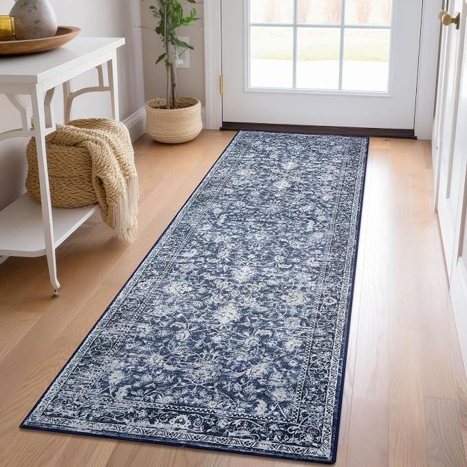 KILOCOCO Hallway Runner 2x6 Rug Runner Printed Vintage Floral Washable Kitchen