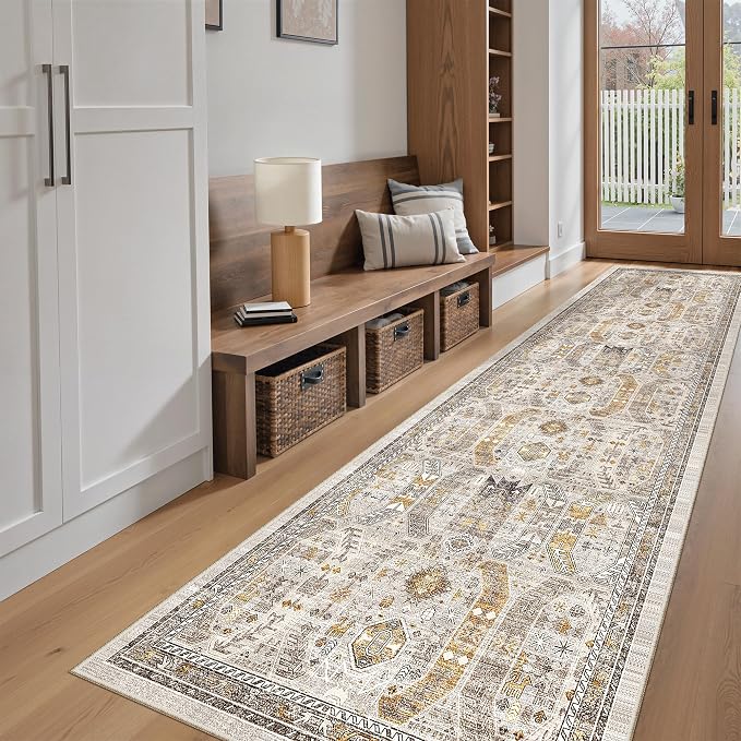 Madane Hallway Runner Rug 2'6''x10' Kitchen Runner, Non Slip Vintage Runners
