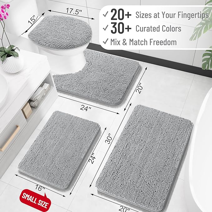 OLANLY Toilet Rugs U-Shaped 20x20, Extra Soft Absorbent Chenille Contour