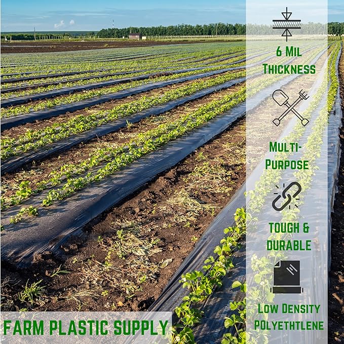 Farm Plastic Supply - Black Plastic Sheeting - 6 mil - (40' x 100') - Black Plastic Tarp, Polyethylene Vapor Barrier Plastic Sheeting, Black Painters Tarp, Roll of Heavy Duty Plastic