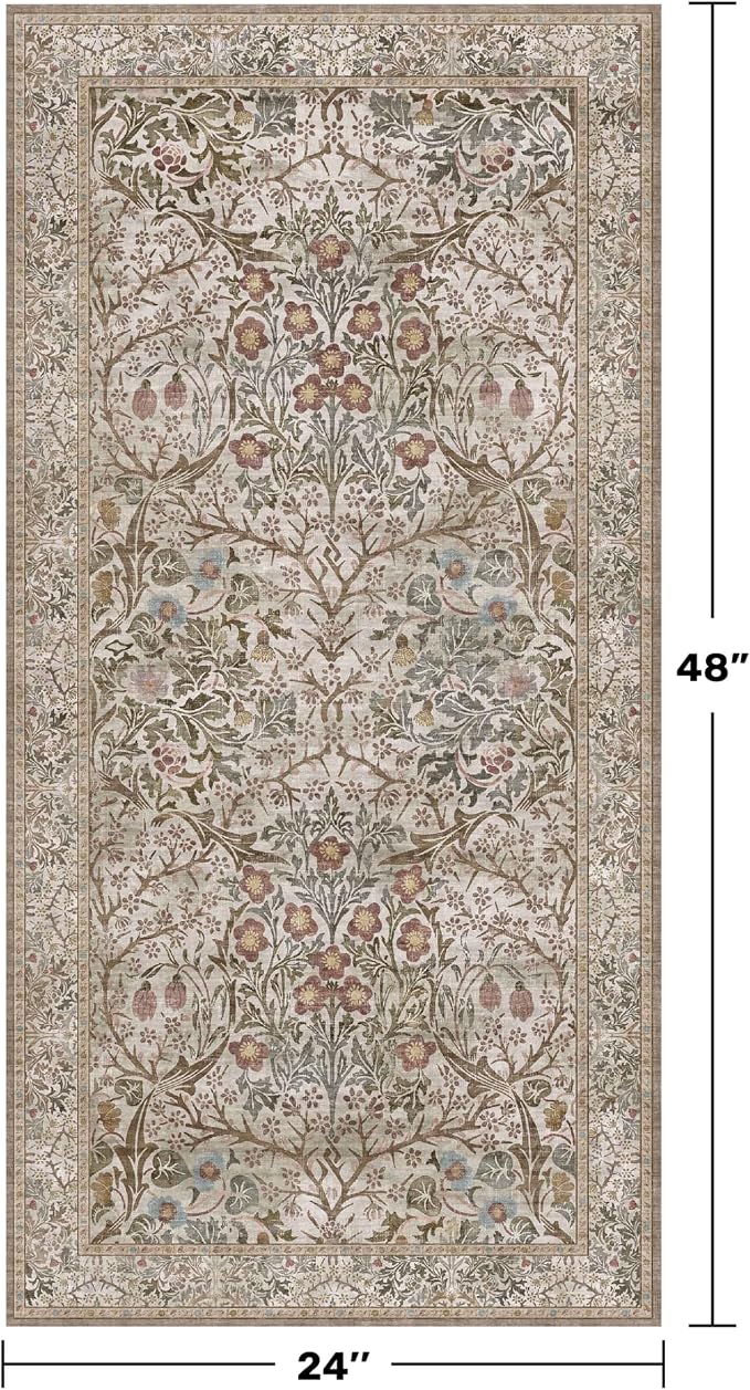 Moss Green Washable 2x4 Entry Rug