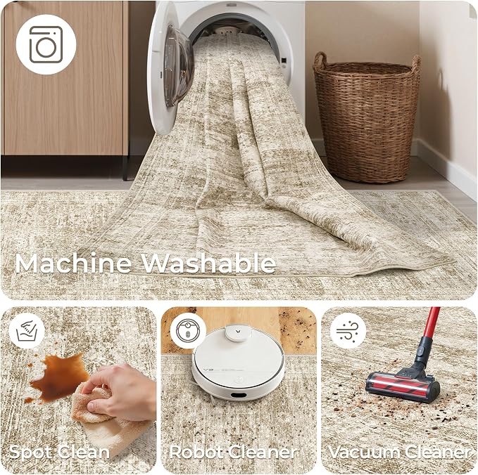 3x12 Runner Rug for Hallway, Non-Slip Long Bathroom Rugs Runner for Kitchen