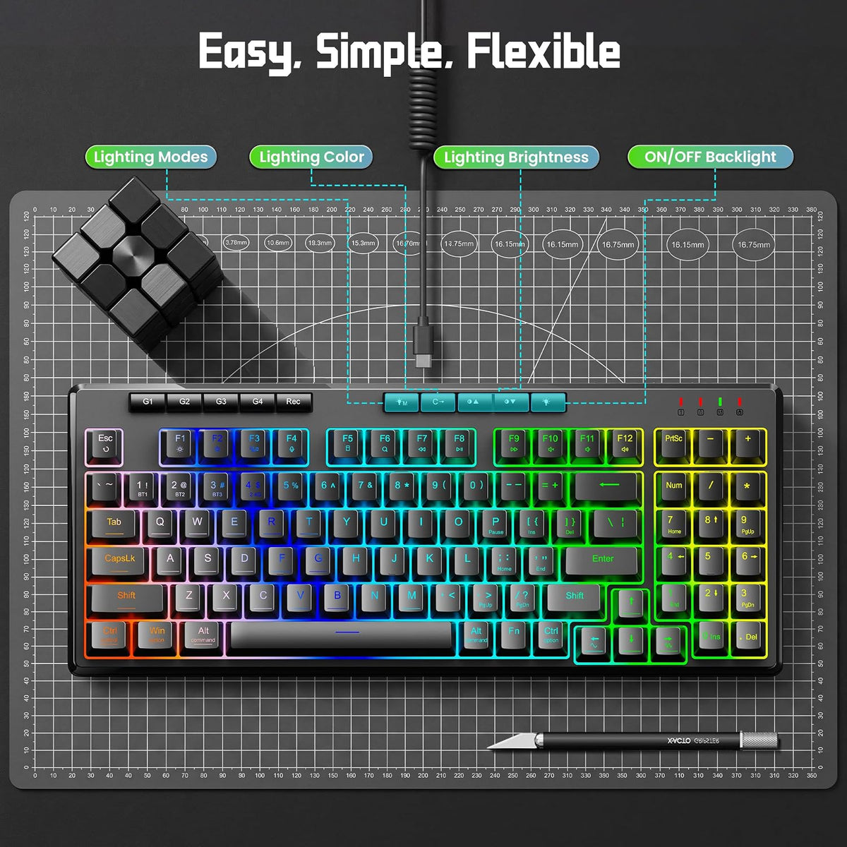 Redragon K517 Pro Wired Gaming Keyboard, RGB Backlit, Mechanical Feel 94 Keys Computer Keyboard with 4 Macro Keys, Number Pad, Anti-Ghosting, 4000mAh Battery for Win/MAC, PS4/5