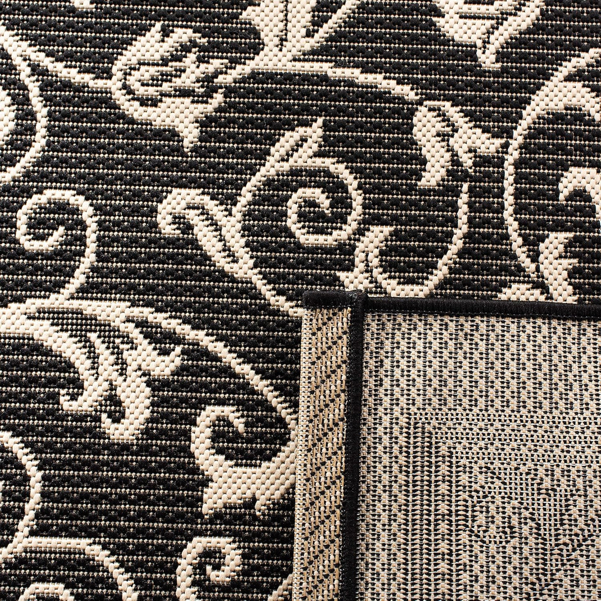 SAFAVIEH Washable Rug Outdoor Courtyard Collection - 2'3" x 10' Runner, Black & Sand, Non-Shedding & Easy Cleaning, Ideal for Patio, Entryway, Mudroom, Hallway, Kitchen (CY2098-3908)