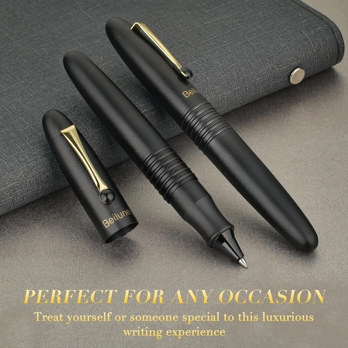 BEILUNER 320 Black Rollerball,Fancy, Stunning Luxury Pen with Gold Finish