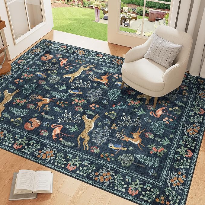 DUKINO 4x6 Rug, Washable Animal Area Rug